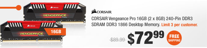 CORSAIR Vengeance Pro 16GB (2 x 8GB) 240-Pin DDR3 SDRAM DDR3 1866 Desktop Memory