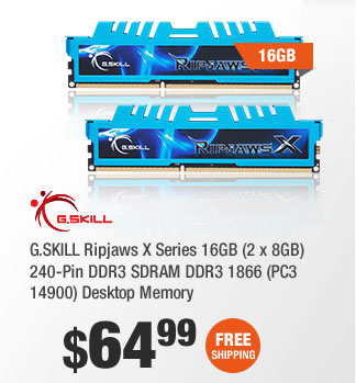 G.SKILL Ripjaws X Series 16GB (2 x 8GB) 240-Pin DDR3 SDRAM DDR3 1866 (PC3 14900) Desktop Memory