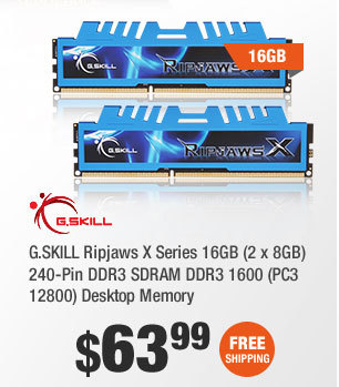 G.SKILL Ripjaws X Series 16GB (2 x 8GB) 240-Pin DDR3 SDRAM DDR3 1600 (PC3 12800) Desktop Memory