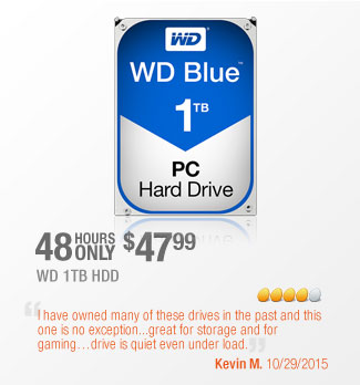 48 HOURS ONLY. $47.99 WD 1TB HDD