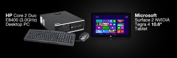 HP Core 2 Duo E8400 (3.0GHz) Desktop PC. Microsoft Surface 2 NVIDIA Tegra 4 10.6" Tablet.