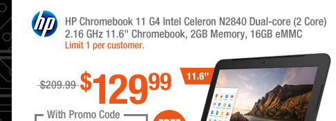 HP Chromebook 11 G4 Intel Celeron N2840 Dual-core (2 Core) 2.16 GHz 11.6" Chromebook, 2GB Memory, 16GB eMMC