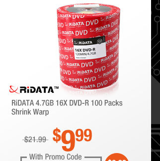 RiDATA 4.7GB 16X DVD-R 100 Packs Shrink Warp