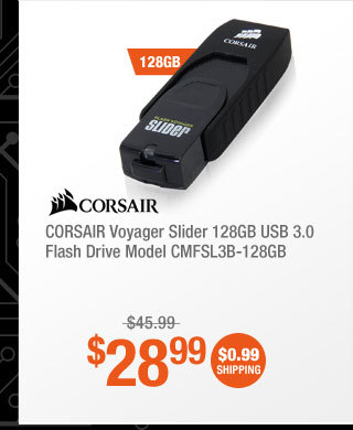 CORSAIR Voyager Slider 128GB USB 3.0 Flash Drive Model CMFSL3B-128GB