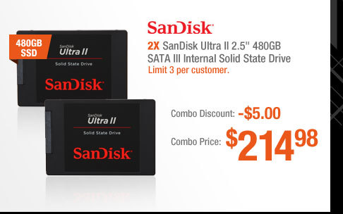 2x SanDisk Ultra II 2.5" 480GB SATA III Internal Solid State Drive