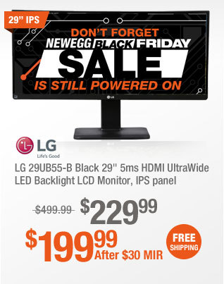 LG 29UB55-B Black 29" 5ms HDMI UltraWide LED Backlight LCD Monitor, IPS panel
