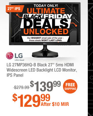 LG 27MP36HQ-B Black 27" 5ms HDMI Widescreen LED Backlight LCD Monitor, IPS Panel