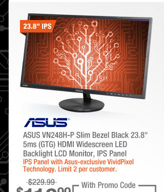 ASUS VN248H-P Slim Bezel Black 23.8" 5ms (GTG) HDMI Widescreen LED Backlight LCD Monitor, IPS Panel