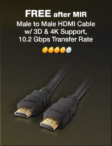 Male to Male HDMI Cable w/ 3D & 4K Support, 10.2 Gbps Transfer Rate