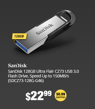 SanDisk 128GB Ultra Flair CZ73 USB 3.0 Flash Drive, Speed Up to 150MB/s (SDCZ73-128G-G46)