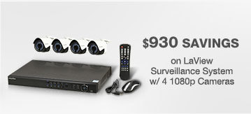 LaView Surveillance System w/ 4 1080p Cameras