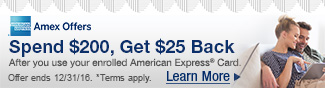 Amex Offers - Spend $200, Get $25 Back