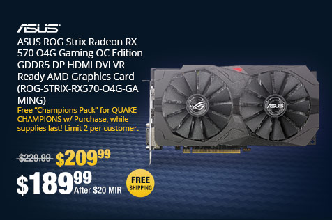 ASUS ROG Strix Radeon RX 570 O4G Gaming OC Edition GDDR5 DP HDMI DVI VR Ready AMD Graphics Card (ROG-STRIX-RX570-O4G-GAMING)