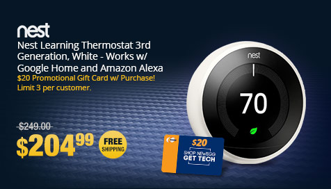Nest Learning Thermostat 3rd Generation, White - Works w/ Google Home and Amazon Alexa