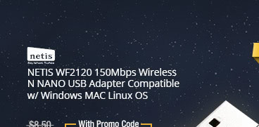 NETIS WF2120 150Mbps Wireless N NANO USB Adapter Compatible w/ Windows MAC Linux OS