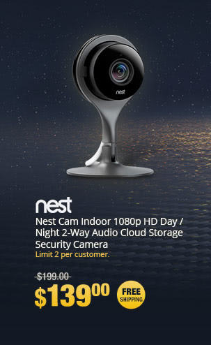 Nest Cam Indoor 1080p HD Day / Night 2-Way Audio Cloud Storage Security Camera