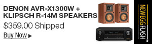 Newegg Flash – Denon AVR-X1300W + Klipsch R-14M Speakers