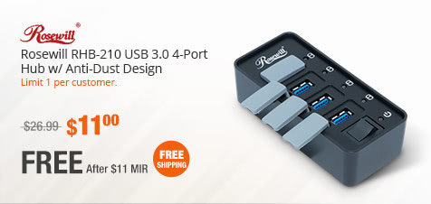 Rosewill RHB-210 USB 3.0 4-Port Hub w/ Anti-Dust Design