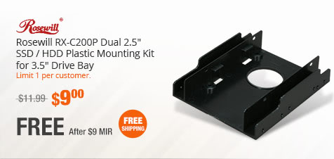 Rosewill RX-C200P Dual 2.5" SSD / HDD Plastic Mounting Kit for 3.5" Drive Bay