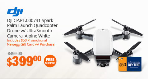DJI CP.PT.000731 Spark Palm Launch Quadcopter Drone w/ UltraSmooth Camera, Alpine White