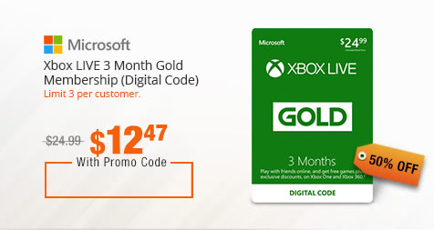 Xbox LIVE 3 Month Gold Membership (Digital Code)