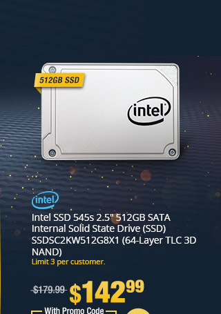 Intel SSD 545s 2.5" 512GB SATA Internal Solid State Drive (SSD) SSDSC2KW512G8X1 (64-Layer TLC 3D NAND)