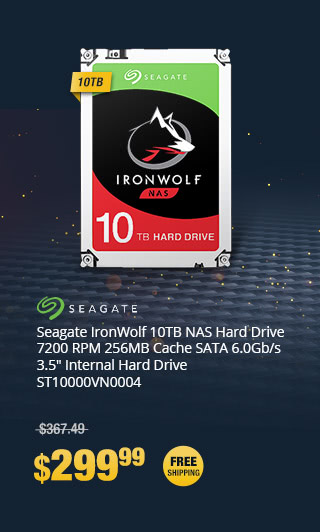 Seagate IronWolf 10TB NAS Hard Drive 7200 RPM 256MB Cache SATA 6.0Gb/s 3.5" Internal Hard Drive ST10000VN0004