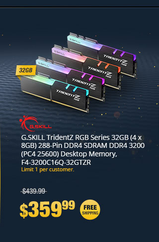 G.SKILL TridentZ RGB Series 32GB (4 x 8GB) 288-Pin DDR4 SDRAM DDR4 3200 (PC4 25600) Desktop Memory, F4-3200C16Q-32GTZR