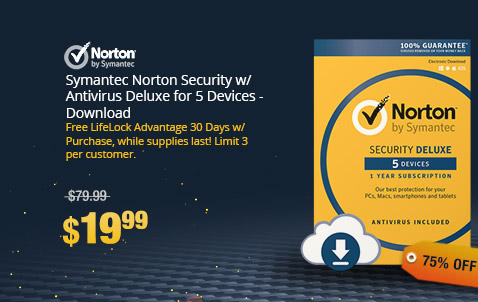 Symantec Norton Security w/ Antivirus Deluxe for 5 Devices - Download
