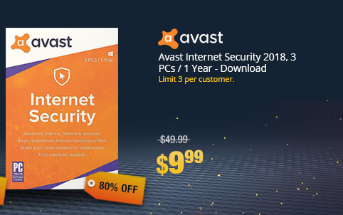 Avast Internet Security 2018, 3 PCs / 1 Year - Download