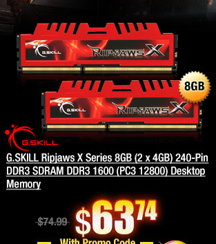 G.SKILL Ripjaws X Series 8GB (2 x 4GB) 240-Pin DDR3 SDRAM DDR3 1600 (PC3 12800) Desktop Memory