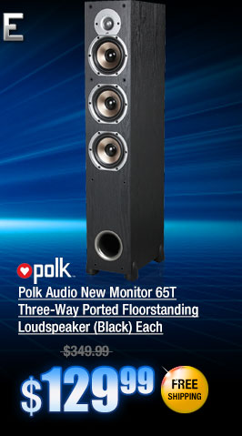 Polk Audio New Monitor 65T Three-Way Ported Floorstanding Loudspeaker (Black) Each