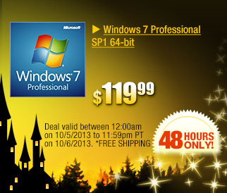 $119.99 -- Windows 7 Professional SP1 64-bit