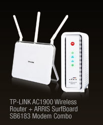 TP-LINK AC1900 Wireless Router + ARRIS SurfBoard SB6183 Modem Combo