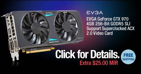 EVGA GeForce GTX 970 4GB 256-Bit GDDR5 SLI Support Superclocked ACX 2.0 Video Card