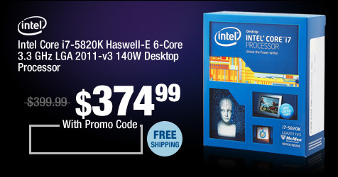 Intel Core i7-5820K Haswell-E 6-Core 3.3 GHz LGA 2011-v3 140W Desktop Processor