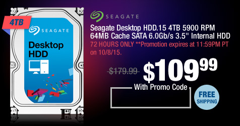 Seagate Desktop HDD.15 4TB 5900 RPM 64MB Cache SATA 6.0Gb/s 3.5" Internal HDD