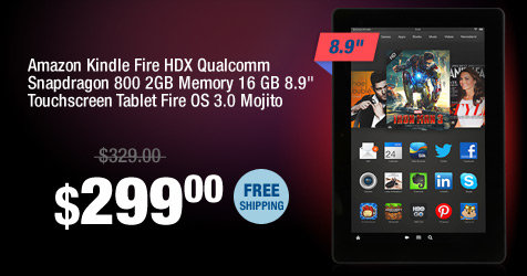 Amazon Kindle Fire HDX Qualcomm Snapdragon 800 2GB Memory 16 GB 8.9" Touchscreen Tablet Fire OS 3.0 Mojito