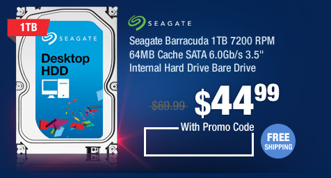 Seagate Barracuda 1TB 7200 RPM 64MB Cache SATA 6.0Gb/s 3.5" Internal Hard Drive Bare Drive