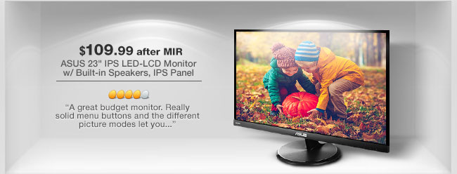 ASUS 23" IPS LED-LCD Monitor w/ Built-in Speakers, IPS Panel