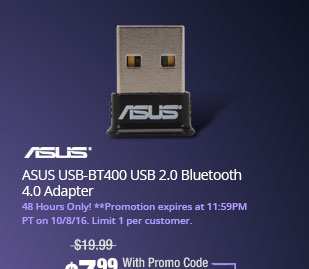 ASUS USB-BT400 USB 2.0 Bluetooth 4.0 Adapter 
