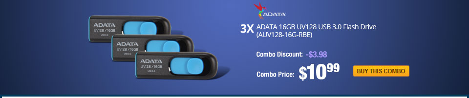 ADATA 16GB UV128 USB 3.0 Flash Drive (AUV128-16G-RBE) X3 
