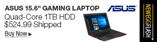 Newegg Flash - Asus 15.6" Gaming Laptop Quad-Core 1TB HDD