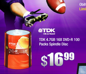 TDK 4.7GB 16X DVD-R 100 Packs Spindle Disc