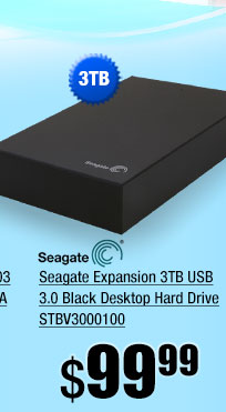 Seagate Expansion 3TB USB 3.0 Black Desktop Hard Drive STBV3000100