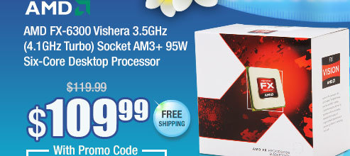 AMD FX-6300 Vishera 3.5GHz (4.1GHz Turbo) Socket AM3+ 95W Six-Core Desktop Processor