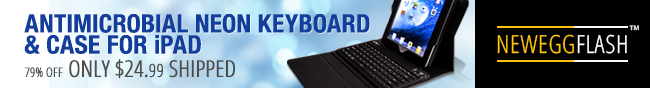 ANTIMICROBIAL NEON KEYBOARD & CASE FOR iPAD. 79% OFF - ONLY $24.99 SHIPPED.