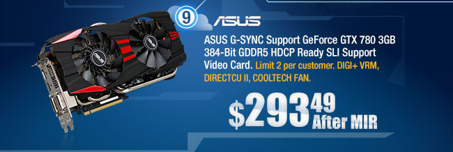 ASUS G-SYNC Support GeForce GTX 780 3GB 384-Bit GDDR5 HDCP Ready SLI Support Video Card