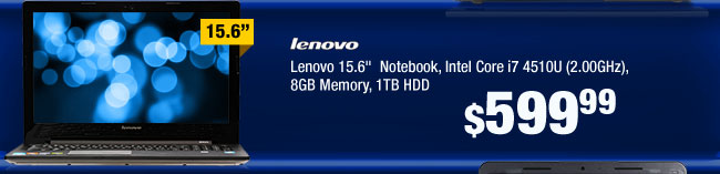 Lenovo 15.6"  Notebook, Intel Core i7 4510U (2.00GHz), 8GB Memory, 1TB HDD