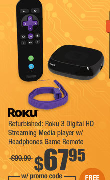 Refurbished: Roku 3 Digital HD Streaming Media player w/ Headphones Game Remote 